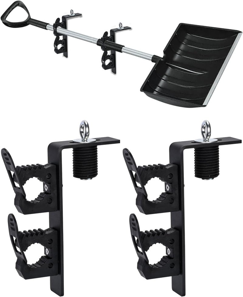 TOPOWN Dual Tool Hooks Rack Mount for Polaris Ranger, UTV Tool Holder Bed Mount Shovel Holder, UTV Tool Mount Carrier Farm Tool Storage of 2 Tools, Heavy Duty and Weatherproof (Pack of 2) - Image 1